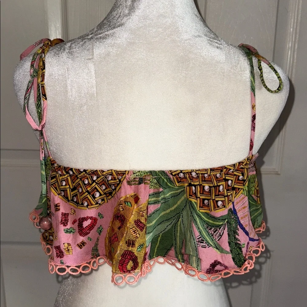 Farm Rio Mixed Fruit Ruffled Crop Top - Picture 4 of 10